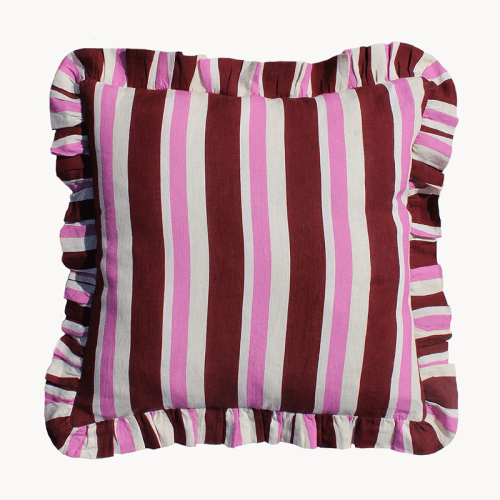 Image showing the Stripe Cushion Cover, 60 x 60cm, Burgundy & Cerise product.