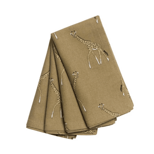 Image showing the Giraffe Set of 4 Napkins, 41 x 41cm, Mustard product.
