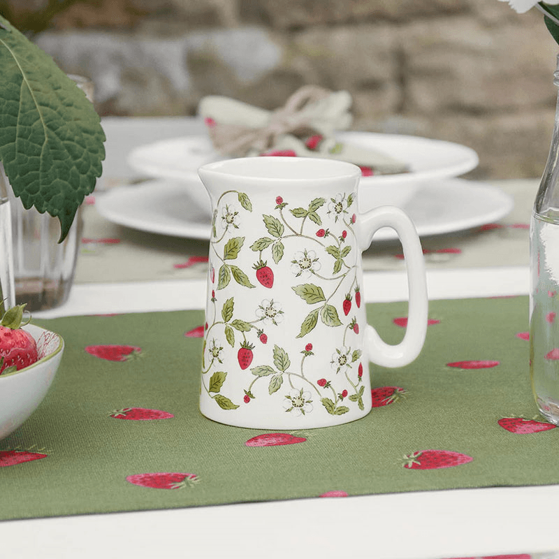 Strawberries Small Jug, 300ml, White, Green, Red