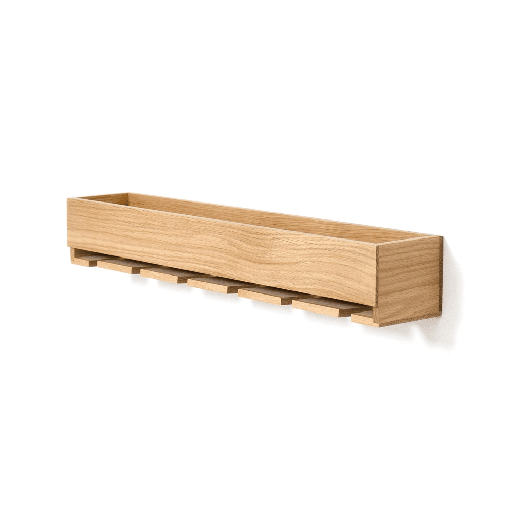 Cookhouse Glass holder shelf, H9.5 x W61 x D11cm, Natural Oak