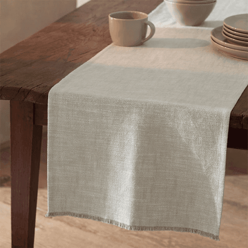Image showing the Fringed Table Runner, 230 x 40cm, Soft Grey product.