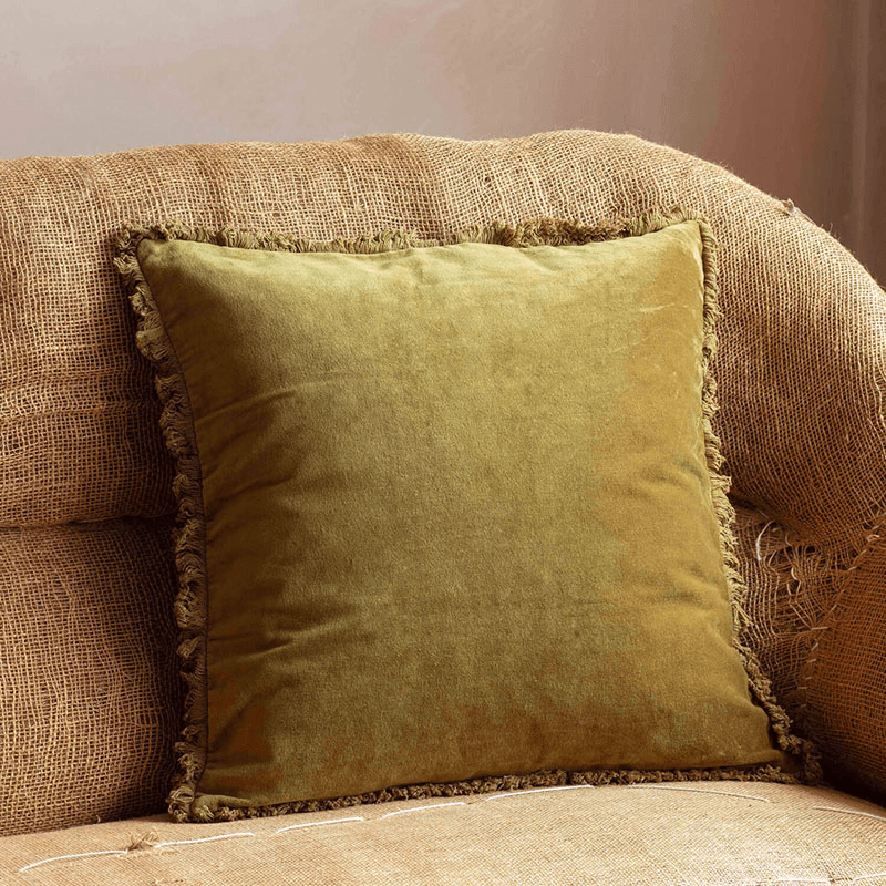 Stonewash Cushion, 50 x 50cm, Olive