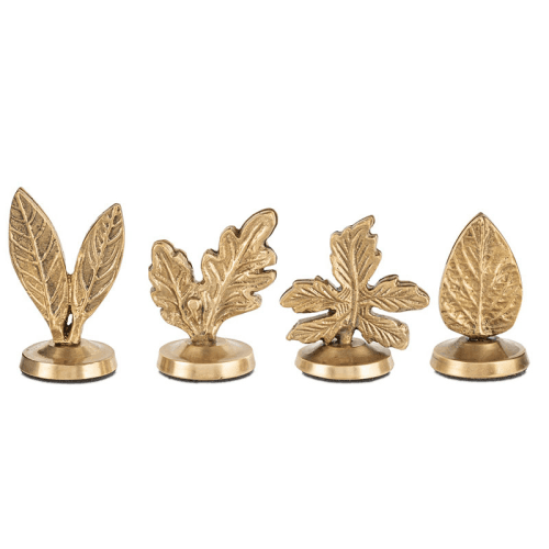 Image showing the Leaf Set of 4 Place Card Holders, Brass product.