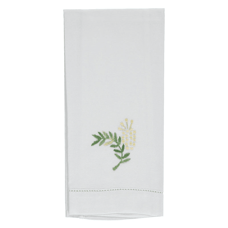 Mimosa Hand Towel, White/Green/Cream