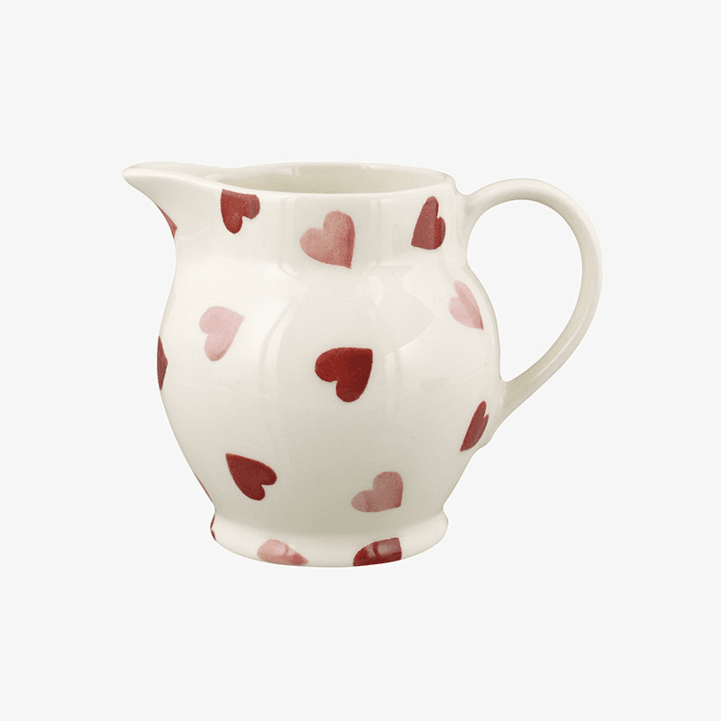 Pink Hearts Jug, 315ml, Cream