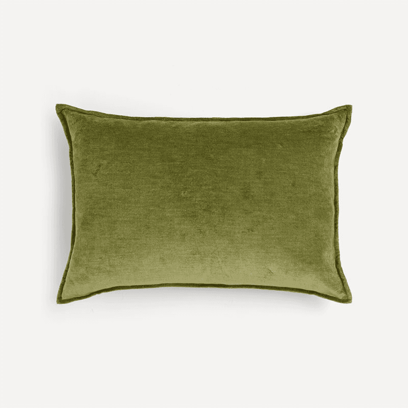 Verity Linen Velvet Rectangular Cushion Cover, 45 x 65cm, Moss