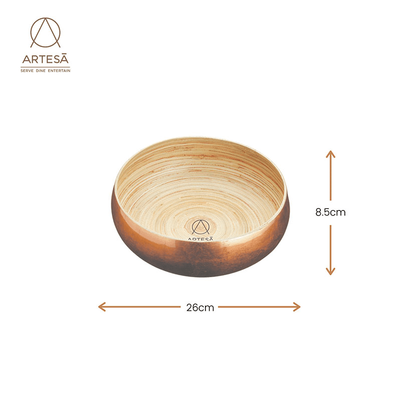 Serving bowl, 26cm, Copper Finish Bamboo