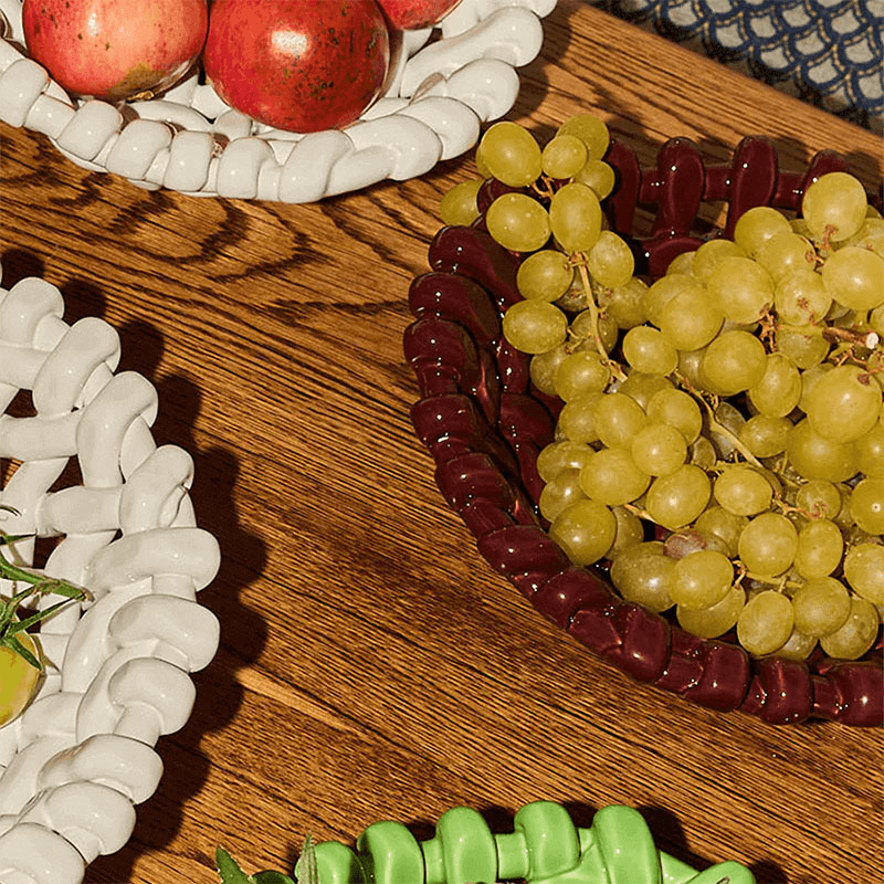 Juicy Basketweave Bowl, D31cm, Burgundy