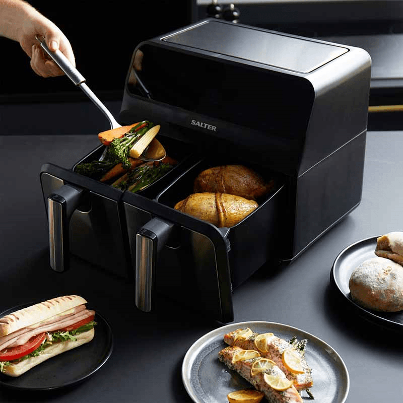 Dual Air Fryer, 7.6L, Silver