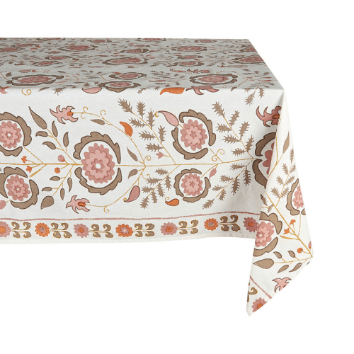Image showing the Simla Tablecloth, 170 x 250cm, Pink and Brown product.