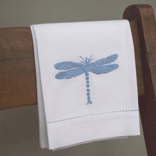 Image showing the Dragonfly Hand Towel, 38 x 58cm, White/Blue product.