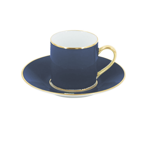 Image showing the Sous Le Soleil Empire Coffee Cup & Saucer, 90ml, Matt Gold Classic Night Blue product.