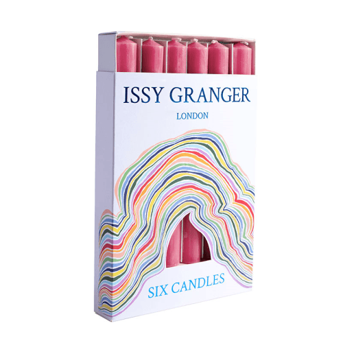 Image showing the Set of 6 Dinner Candles, Raspberry Pink product.