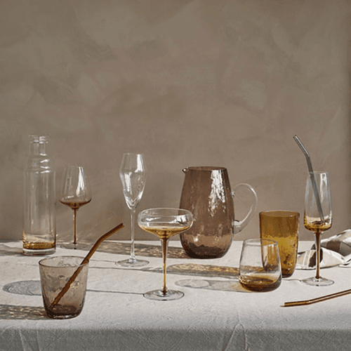 Image showing the Mouth Blown Short Tumbler, H9.5cm, Amber product.