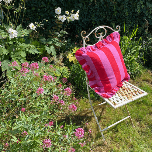 Image showing the Wide Stripe Cushion Cover, 45 x 45cm, Cerise/Fuchsia product.