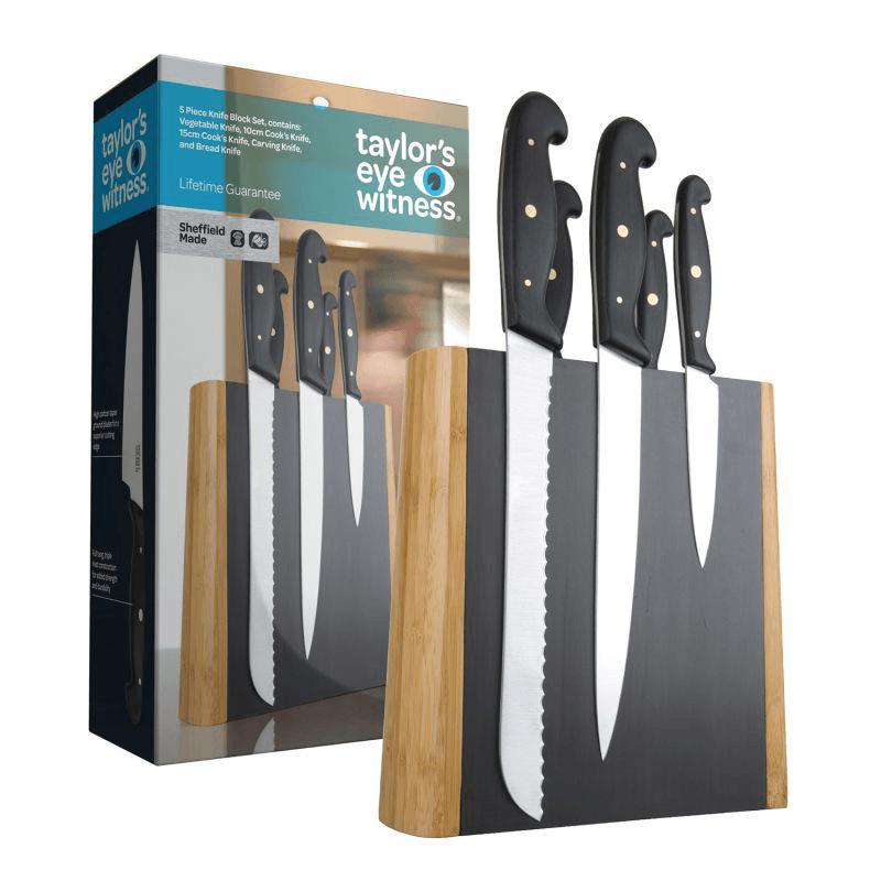 Professional Series Magnetic 5 Piece Knife Block Set, Black
