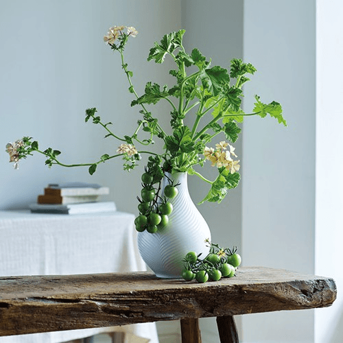 Image showing the White Folia Bulb vase, 23cm product.