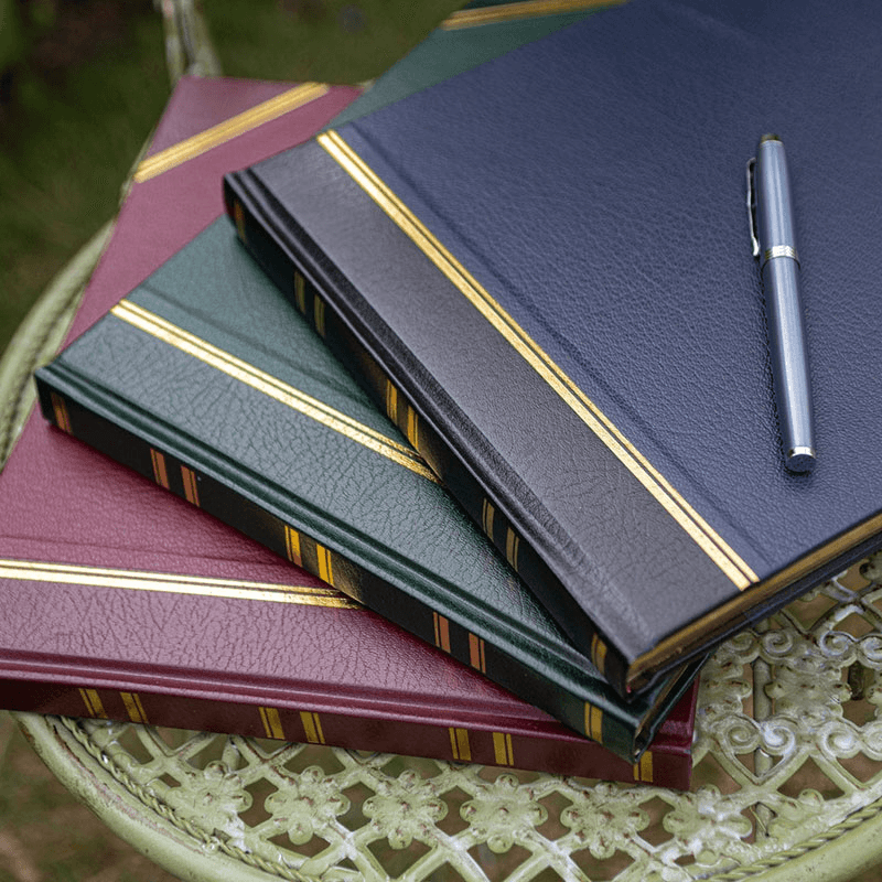 Traditional Plain Page Visitors Book, 23.5 x 28.5cm, Blue