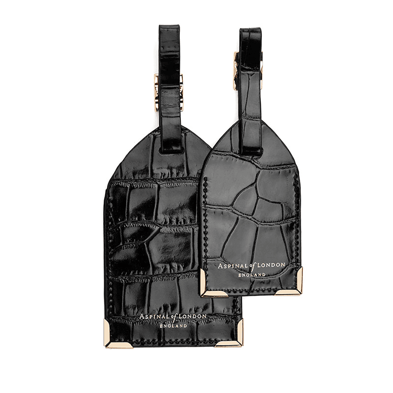 Set of 2 Luggage Tags, L12 x W7cm, Black Croc
