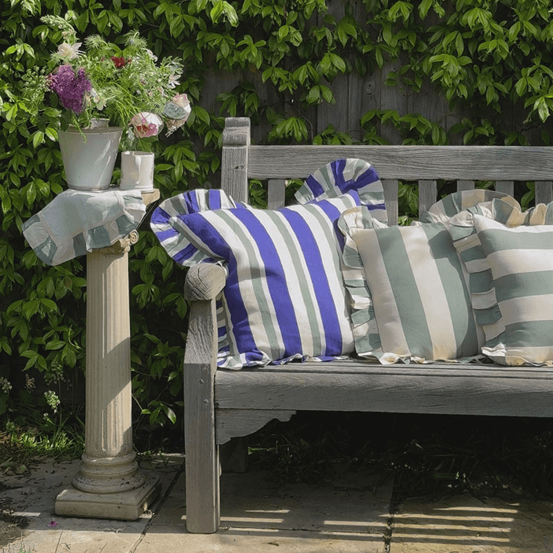 Stripe Cushion Cover, 60 x 60cm, Cobalt & Sea Green