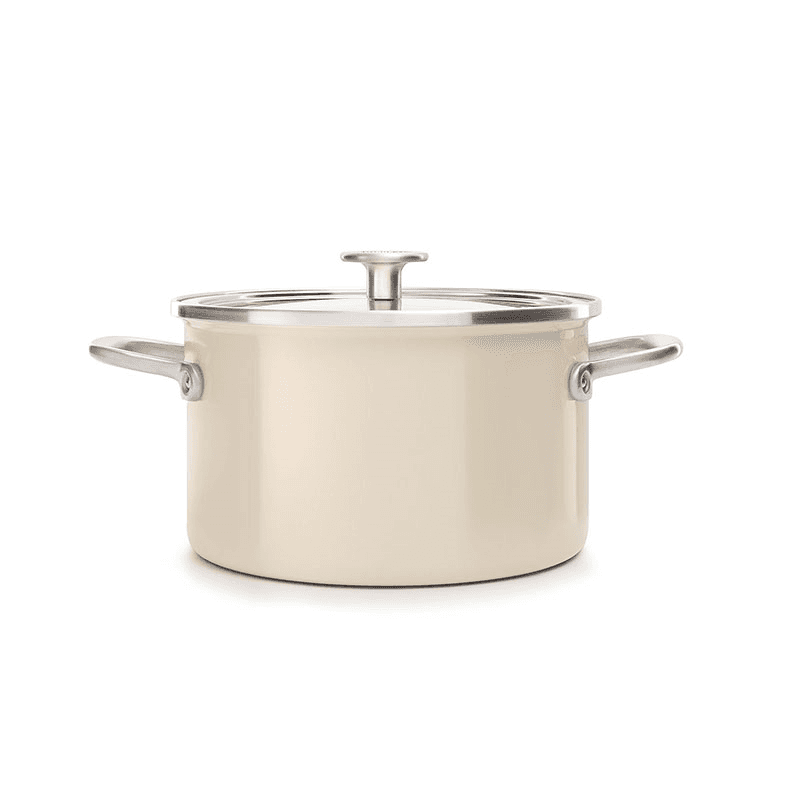 Steel Core Enamel Casserole, 24cm, Cream