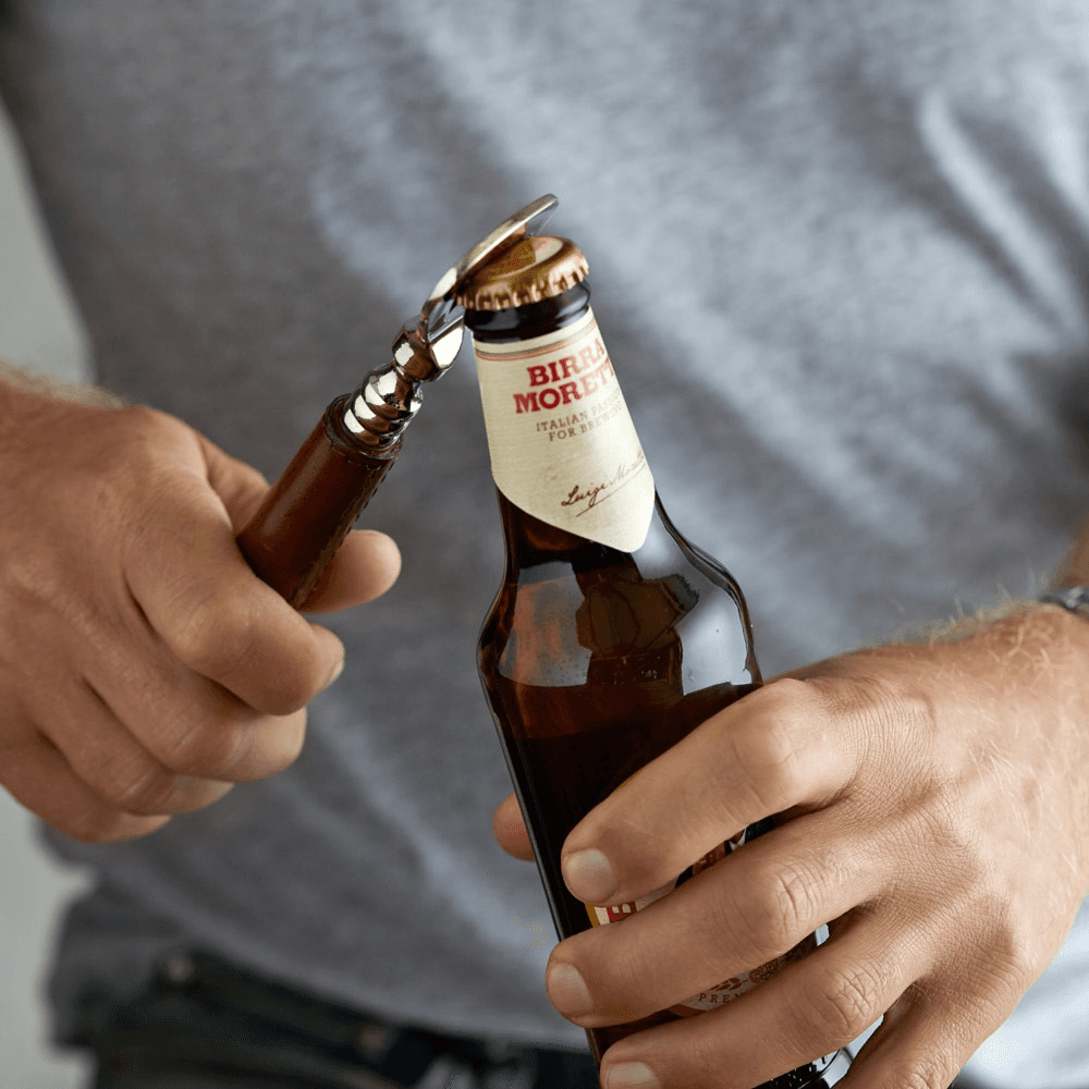 Bottle Opener, Tan Leather