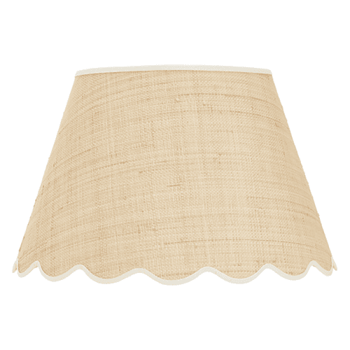Image showing the Raffia Scallop Large Lampshade, Cream Trim product.