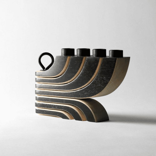 Image showing the Nordic Light Fold-able candle holder, 20.5 x 13 x 5cm, Black product.