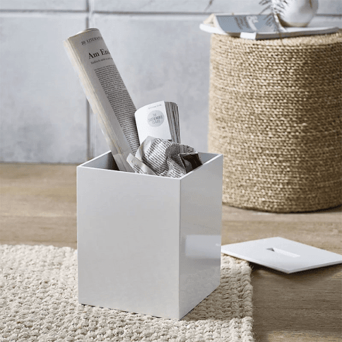 Image showing the Lacquer Waste Paper Bin, H27.5cm, White product.