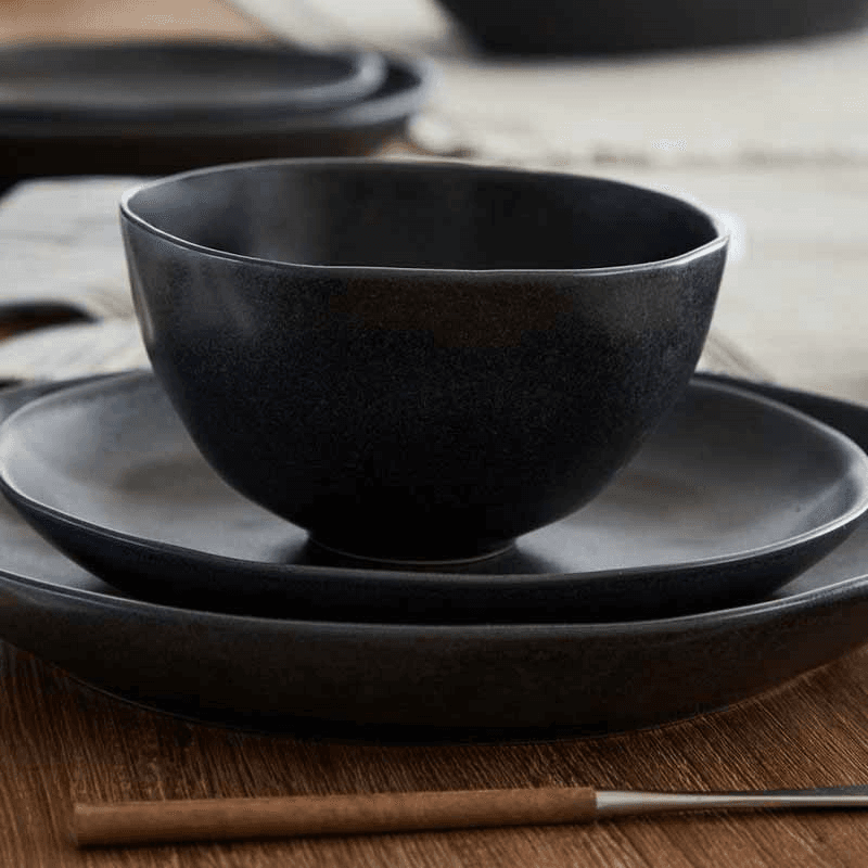 Livia Set of 6 Soup/Cereal Bowls, D15cm, Matte Black