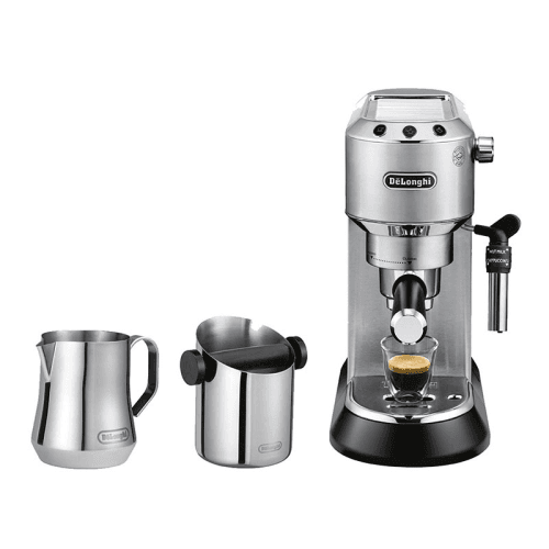 Image showing the Dedica Arte Manual Coffee Machine, Silver product.