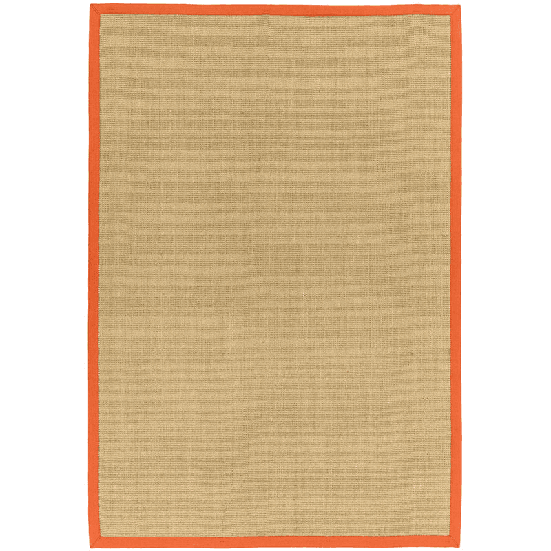 Sisal linen border runner, 160 x 230cm, orange