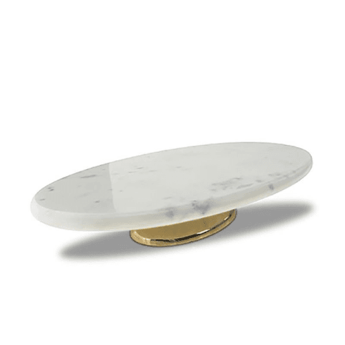Image showing the Marble Cake Plate, L32 x W18.5 x H6cm, White product.