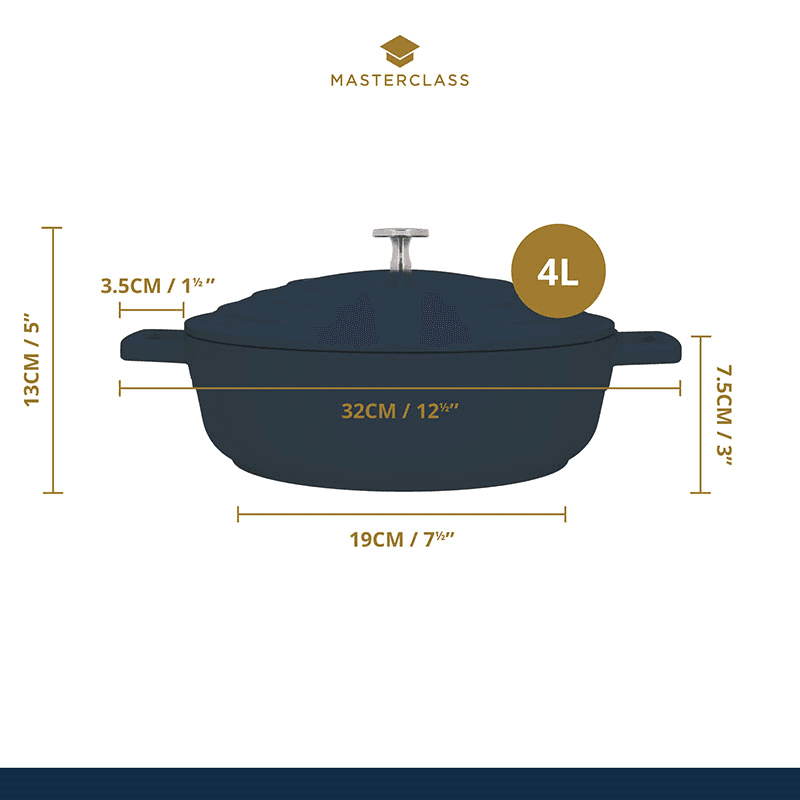 Cast Aluminium Casserole Dish, 2.5L, Black