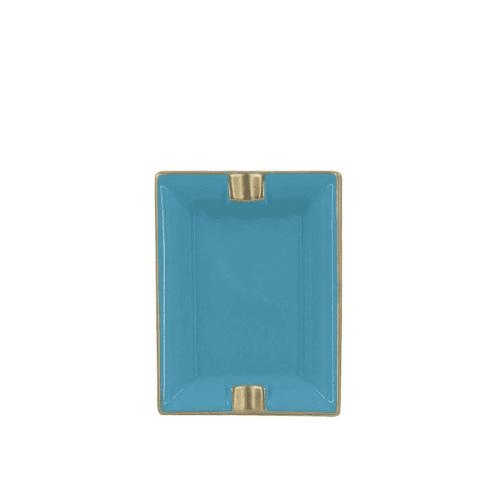 Image showing the Sous Le Soleil Ashtray, W9.5 x L11cm, Matt Gold Classic Turquoise product.