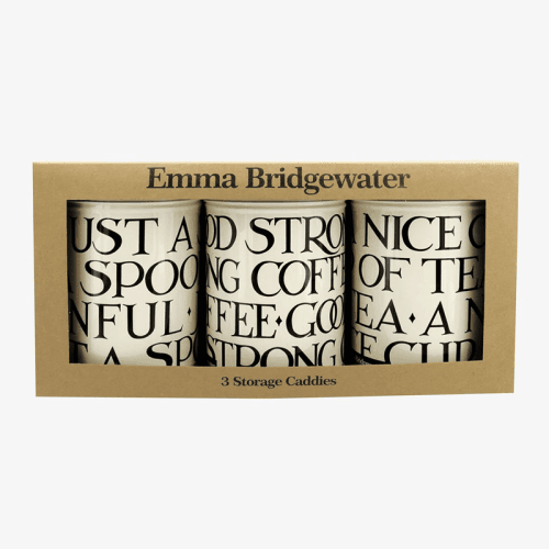Image showing the Black Toast Set 3 Round Caddies, 11cm x 15cm, Cream / Black product.