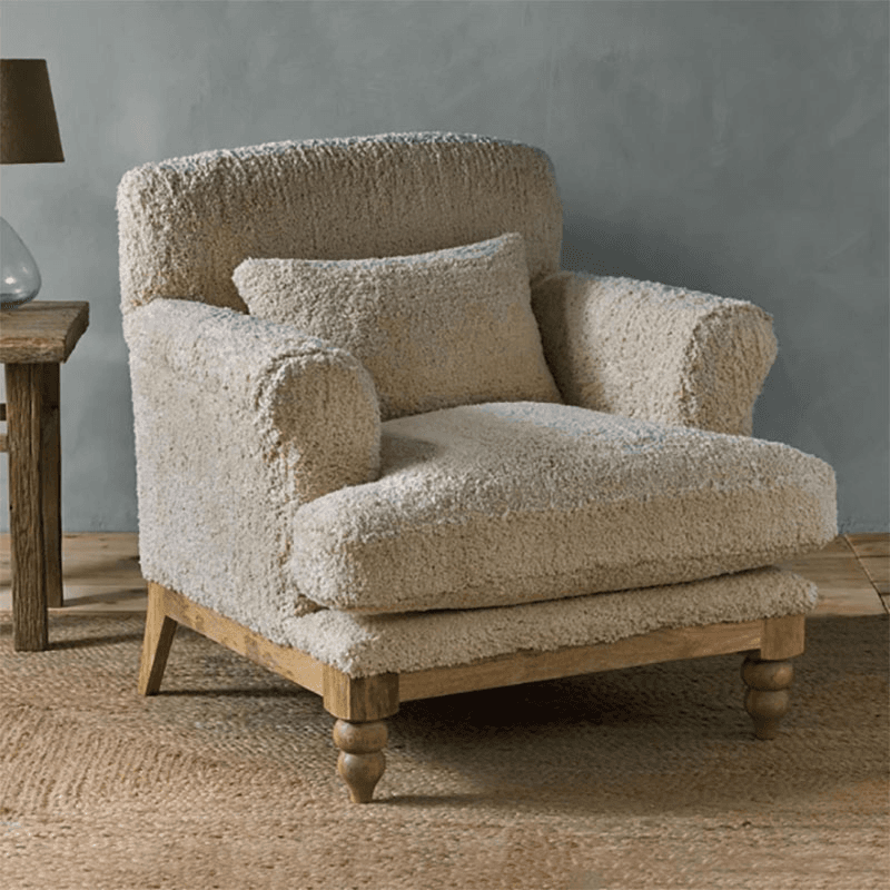Otas Teddy Cotton Armchair, Off White
