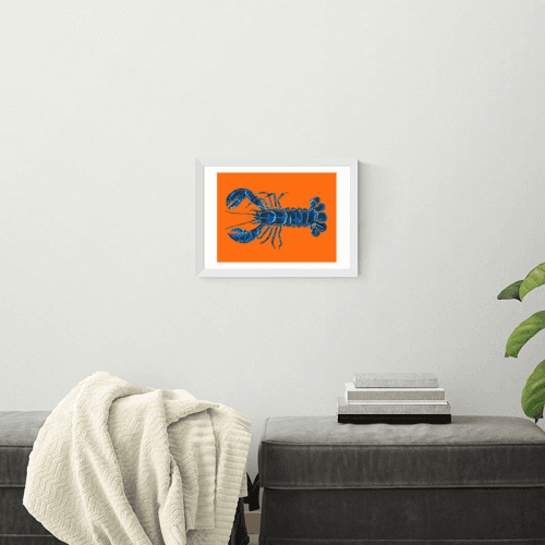 Image showing the Alice Straker Lobster on Orange Framed Print, 45 x 33cm, Orange product.