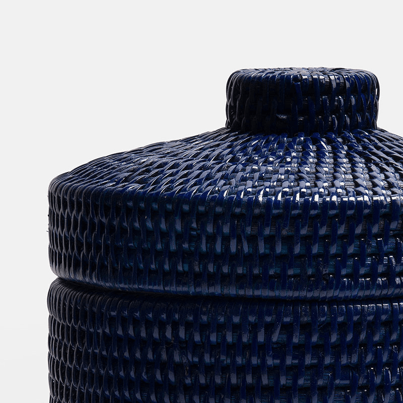 Strand Rattan Ice Bucket, H25cm, Dark Blue