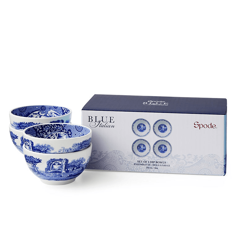 Blue Italian Set of 4 Dip Bowls, D10cm, Blue