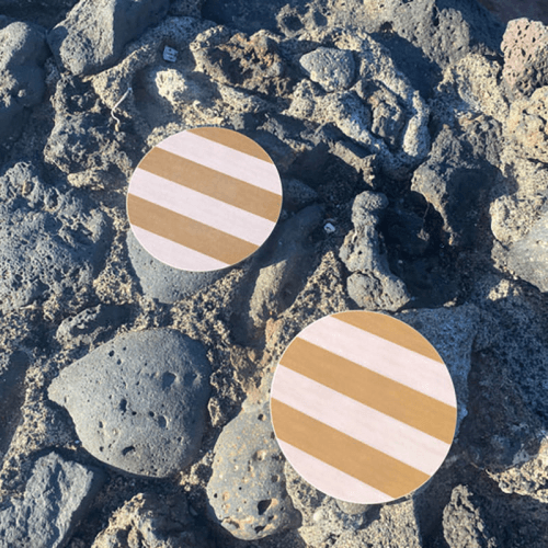 Image showing the Stripe Set of 4 Coasters, D10cm, Ochre product.