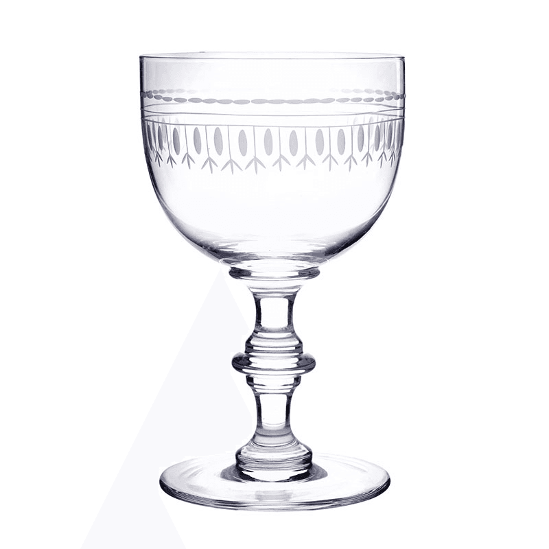 Oval Set of 4 Patterned Crystal Wine Goblets, 250ml, Clear