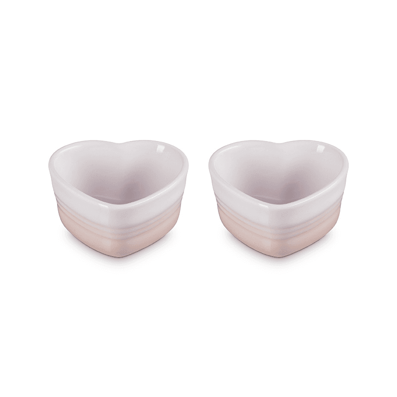 Heart Set of 2 Ramekins, Shell Pink