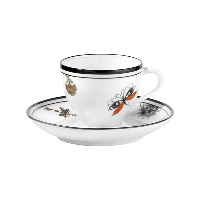 Arcadia Set of 2 Coffee Cups with Saucers, 100ml, White