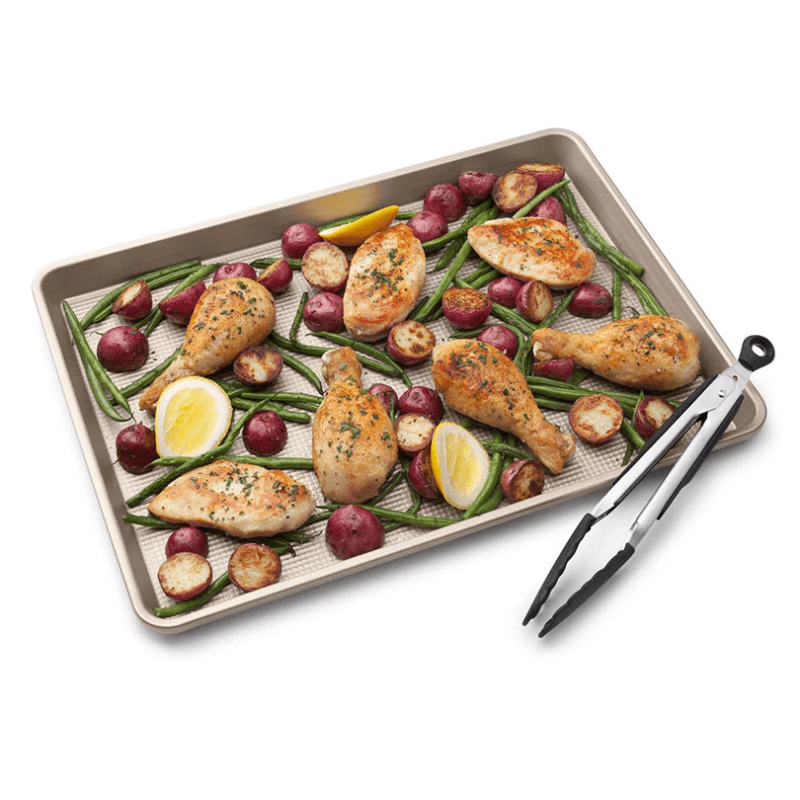 Locking tongs with silicone heads, 12"