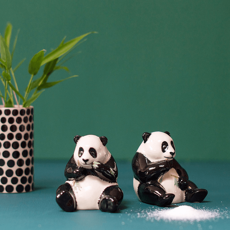 Panda Salt & Pepper Shakers, H9cm, Black/White