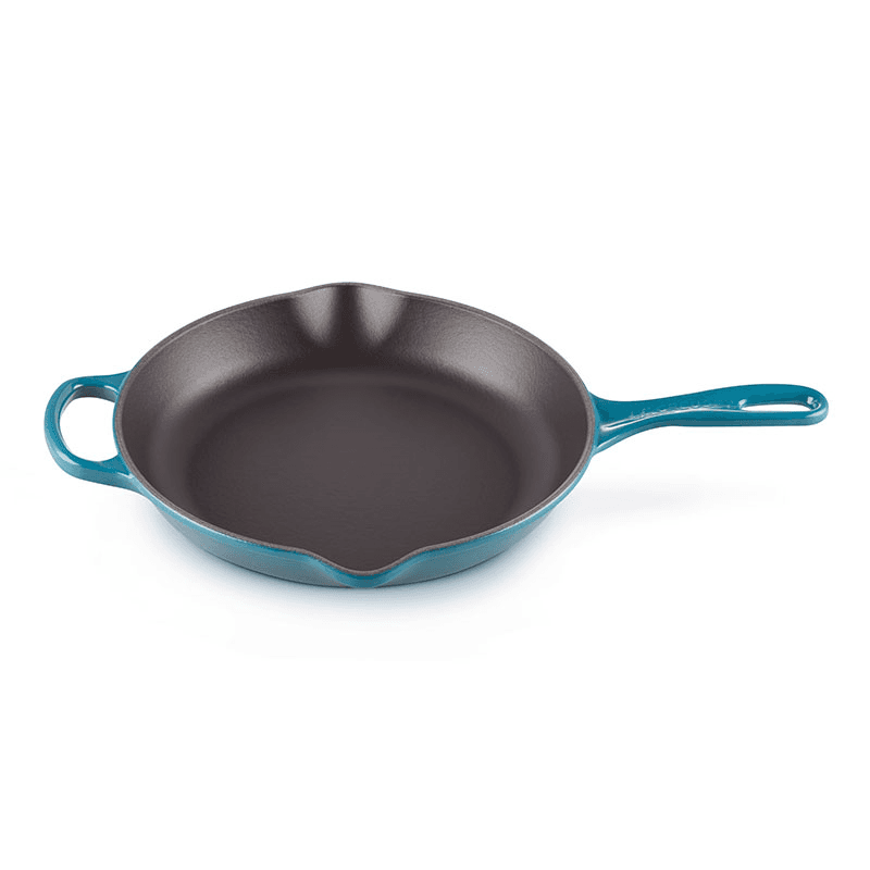 Deep Teal Cast Iron Round Skillet, 26cm
