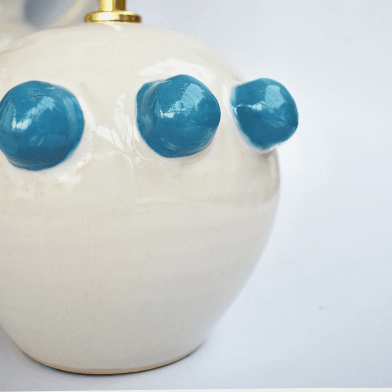 Carnival Collection Zoe Hand Thrown Ceramic Table Lamp Base Only, Turquoise Blue