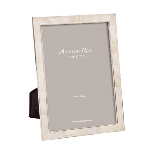 Mother of Pearl Photograph frame, 5 x 7", silver/cream