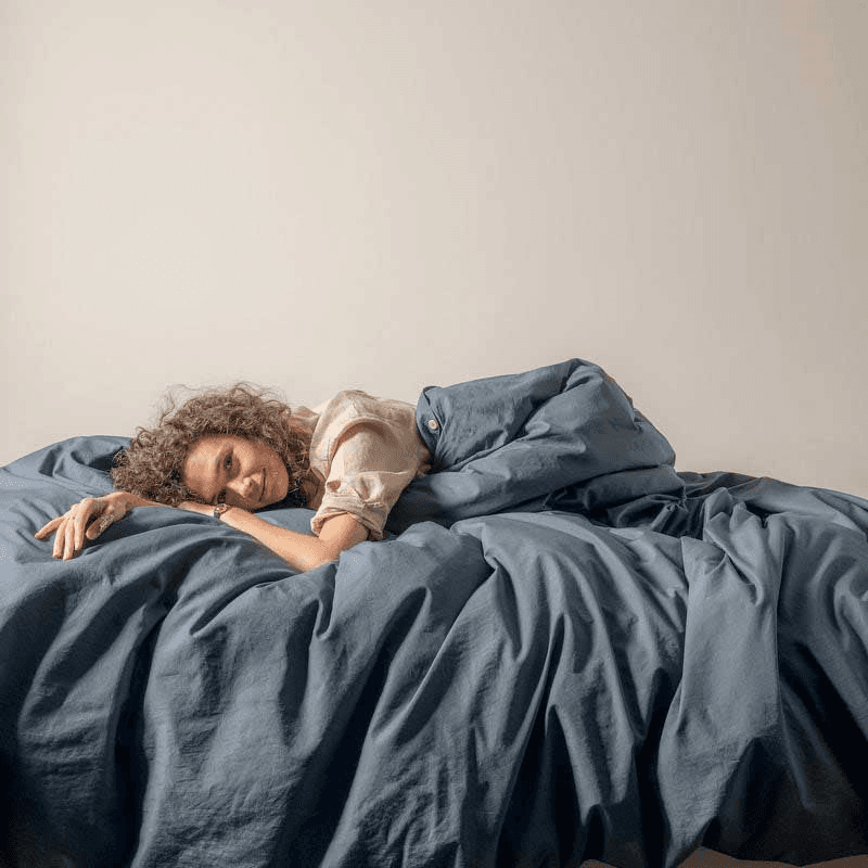 Relaxed Cotton Double Duvet Cover, Ink